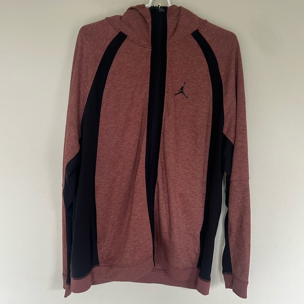 Jordan Men's Maroon and Black Full-Zip Hoodie